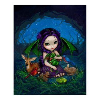 Dragonling Garden 3 fantasy fairy dragon Art Print print