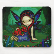 art, fantasy, eye, eyes, big eye, garden, fairy, wing, wings, butterfly, flower, flowers, night, forest, woods, nature, dragonling, dragonlings, dragon, baby dragon, baby, dragon fairy, dragons, big eyed, jasmine, becket-griffith, becket, griffith, jasmine becket-griffith, jasmin, strangeling, artist, goth, gothic, gothic fairy, faery, fairies, faerie, fairie, Mouse pad with custom graphic design