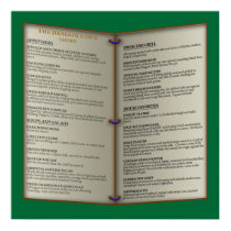 Dragon's Den Tavern Menu posters
