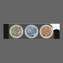 Dragons in a Row bumper stickers by smilodonart Dragons in a Row bumper stickers