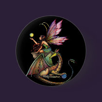 Dragon's Orbs Fairy and Dragon by Molly Harrison buttons