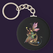 Dragon's Orbs Fairy and Dragon by Molly Harrison keychains
