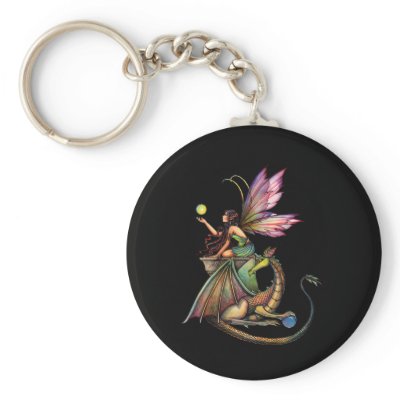Dragon's Orbs Fairy and Dragon by Molly Harrison key chain