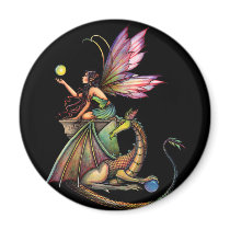 Dragon's Orbs Fairy and Dragon by Molly Harrison magnets
