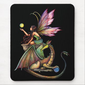 Dragon's Orbs Fairy and Dragon by Molly Harrison mousepad