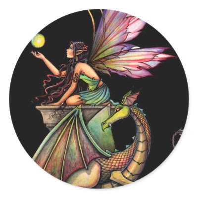Dragon's Orbs Fairy and Dragon by Molly Harrison sticker