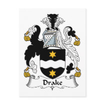 Drake Family Crest postcards