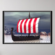 Drakkar Viking Sailing Ship Posters