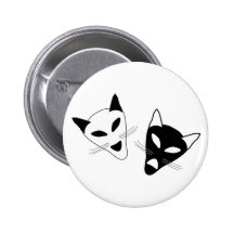 Drama Cat Masks Pinback Button