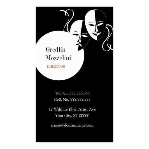 Drama Club or Actress/Actor Business Card (back side)