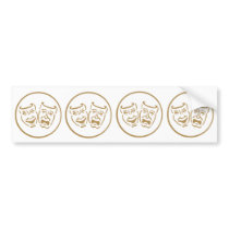 Drama Masks (White & Gold) Bumper Stickers