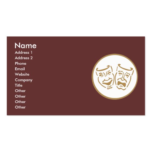 Drama Masks (White & Gold) Business Cards (front side)