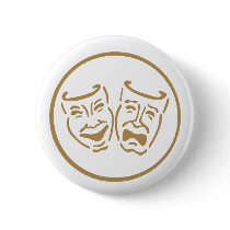 Drama Masks (White & Gold) Pin