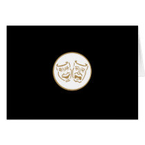 Drama Masks (White & Gold) Greeting Cards