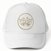 Drama Masks (White & Gold) Mesh Hat