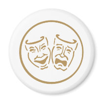 Drama Masks (White & Gold) Magnet