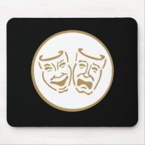 Drama Masks (White & Gold) Mouse Pads