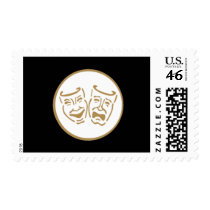 Drama Masks (White & Gold) Stamp