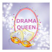 Drama Queen Theater Masks Personalized Invites