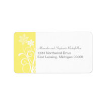 Dramatic Floral Swirls Address Labels, Yellow labels
