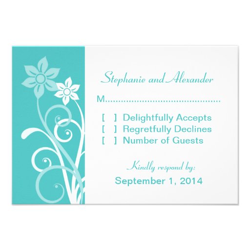 Dramatic Floral Swirls Response Card Custom Invitations