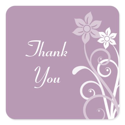 Dramatic Floral Swirls Thank You Envelope Seals Square Stickers