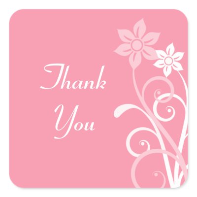 Dramatic Floral Swirls Thank You Envelope Seals Square Sticker