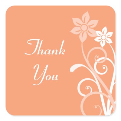 Dramatic Floral Swirls Thank You Envelope Seals Square Sticker