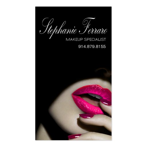 Dramatic Lips Makeup Artist | cerise Business Card (front side)