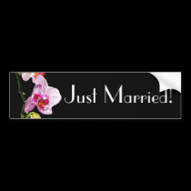 Dramatic Orchid - Just Married Bumper Sticker bumper stickers by ArtByLindaLou Dramatic Orchid - Just Married Bumper Sticker bumper stickers