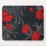 Dramatic Red Flowers on Black Mousepad