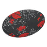 Dramatic Red Flowers on Black Dinner Plates