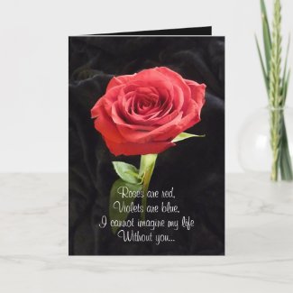 Dramatic Red Rose Proposal Card with Poem