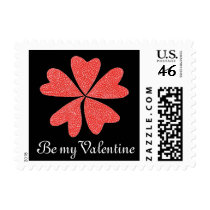 Dramatic red, white & black Valentine stamp stamps