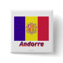 Drapeau Andorre avec le nom en français Buttons