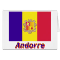 Drapeau Andorre avec le nom en français Greeting Card