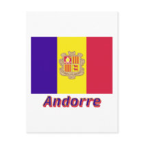 Drapeau Andorre avec le nom en français Post Card