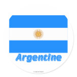 Drapeau Argentine avec le nom en français Round Stickers