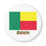 Drapeau Bénin avec le nom en français Refrigerator Magnet