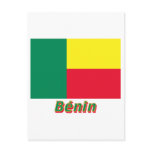 Drapeau Bénin avec le nom en français Postcard
