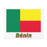 Drapeau Bénin avec le nom en français Post Cards