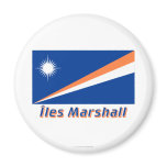 Drapeau Îles Marshall avec le nom en français Refrigerator Magnet