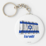 Drapeau Israël avec le nom en français Keychain