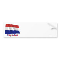 Drapeau Pays-Bas avec le nom en français Bumper Sticker