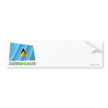 Drapeau Sainte-Lucie avec le nom en français Bumper Sticker
