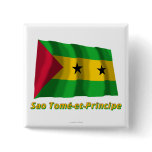Drapeau Sao Tomé-et-Principe avec nom en français Button