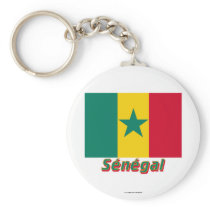 Drapeau Sénégal avec le nom en français Key Chains
