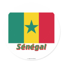 Drapeau Sénégal avec le nom en français Stickers