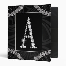 Draped In Diamonds - Initial A 3 Ring Binders
