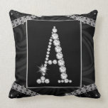 Draped In Diamonds - Initial A Throw Pillows